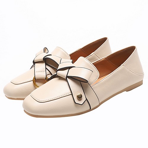 

Women's Loafers & Slip-Ons Summer Flat Heel Square Toe Daily PU Black / Beige