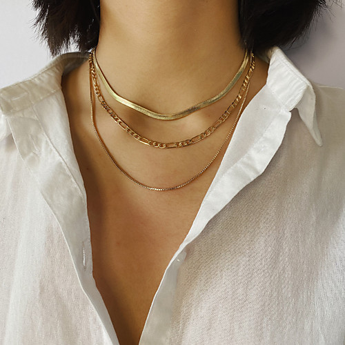 

Women's Choker Necklace Chain Necklace Necklace Stacking Stackable XOXO Dainty Simple Basic Punk Gold Plated Gold 3510 cm Necklace Jewelry For Party Evening Formal Street Birthday Party Festival