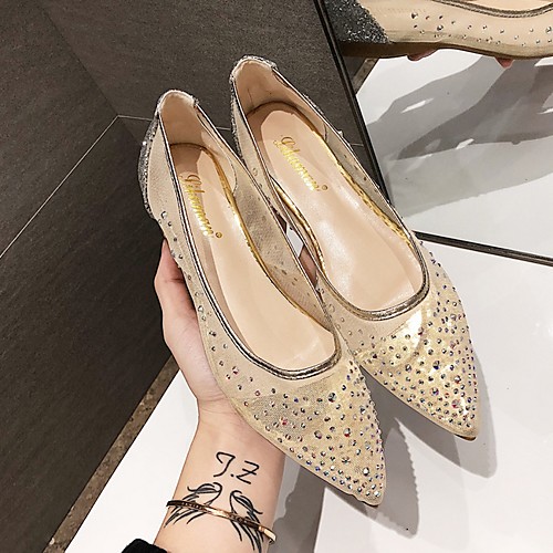 

Women's Wedding Shoes Summer Flat Heel Pointed Toe Wedding Suede Beige