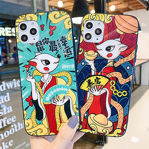 

Tempered Glass Phone Case Cartoon Pattern for Apple iPhone Case 11 Pro Max X XR XS Max 8 Plus 7 Plus 6 Plus SE(2020) Curve Back Cover