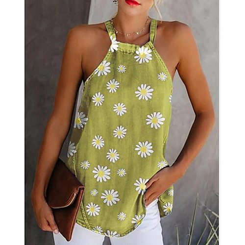 

Women's Going out Plus Size Blouse Tank Top Geometric Sexy Strap Boho Tops Purple Black Khaki