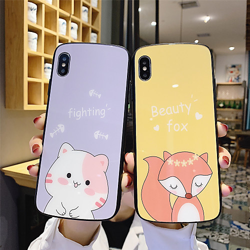 

Tempered Glass Phone Case Cartoon Pattern for Apple iPhone Case 11 Pro Max X XR XS Max 8 Plus 7 Plus 6 Plus SE(2020) Curve Back Cover