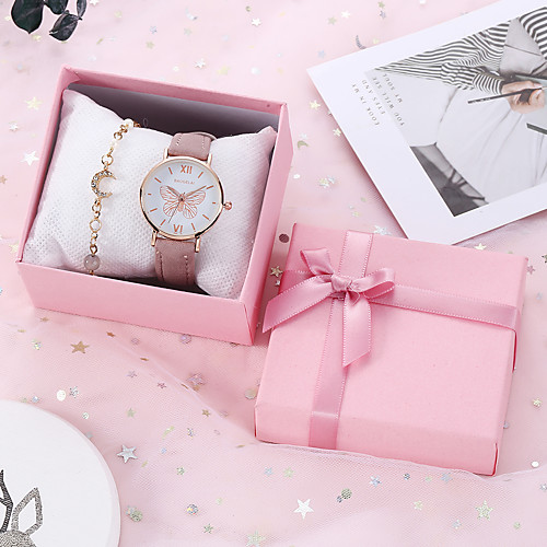 

Women's Quartz Watches Classic Fashion Grey Pink PU Leather Quartz Blushing Pink Gray Chronograph Cute New Design 1 set Analog