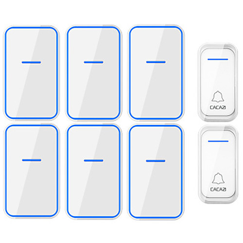

CACAZI Waterproof Wireless Doorbell 2 Button 6 Receiver 300M Remote Intelligent LED Light Home Door Bell Wireless Chime