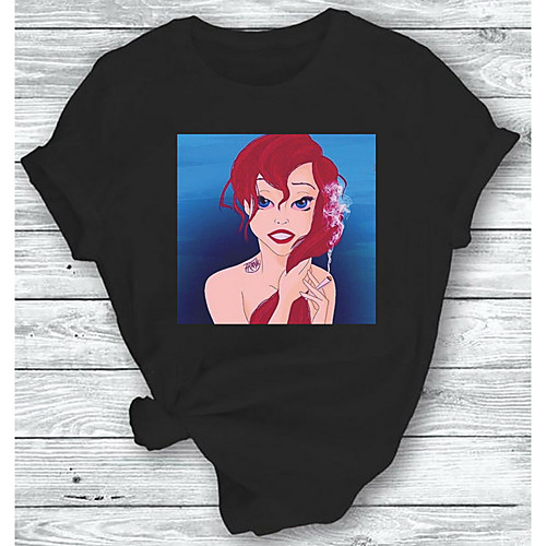 

Women's Cartoon T-shirt Daily Weekend Black