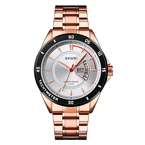 

SKMEI Men's Steel Band Watches Quartz Formal Style Modern Style Stainless Steel Silver / Rose Gold 30 m Water Resistant / Waterproof Luminous Shock Resistant Analog Casual Fashion - Gold Silver One