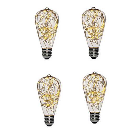 

4pcs ST64 Warm white Copper LED Garland Holiday light for New year Christmas home decoration Fairy lights Bulb indoor Night Lamp