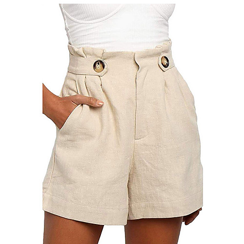 

Women's Basic Loose Chinos Shorts Pants - Solid Colored Black Army Green Beige S / M / L