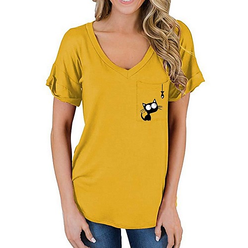 

Women's Animal T-shirt Daily White / Blue / Purple / Red / Yellow / Green / Light gray / Dark Gray