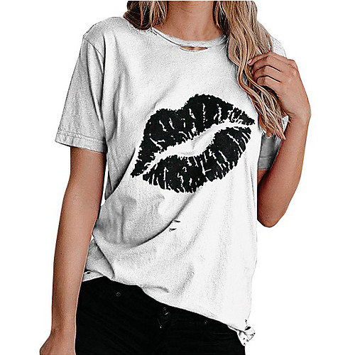 

Women's Graphic Loose T-shirt Daily White / Blushing Pink / Gray