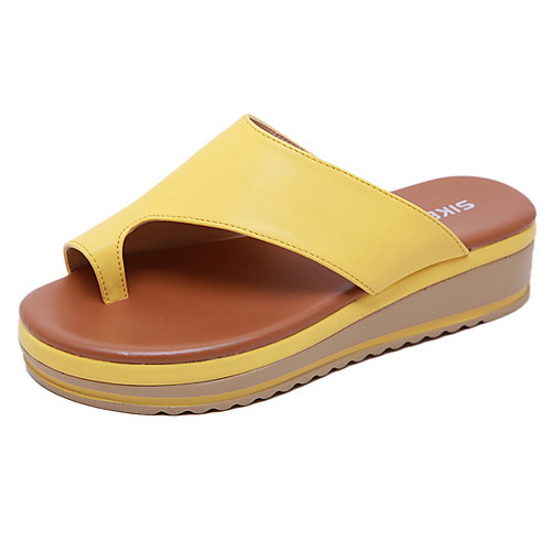 

Women's Sandals Bunion Sandals Summer Wedge Heel Open Toe Daily PU Almond / Black / Yellow