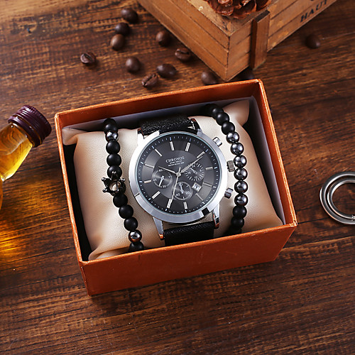 

Men's Sport Watch Quartz Stylish PU Leather Black / Brown Calendar / date / day Chronograph New Design Analog Classic Fashion - Brown Black