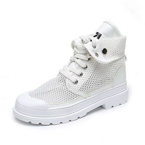 

Women's Boots Summer Flat Heel Round Toe Roman Shoes Daily PU Mid-Calf Boots White / Black / Yellow