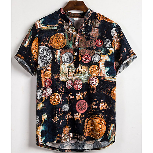 

Men's Geometric Shirt Daily Going out Blue / Short Sleeve