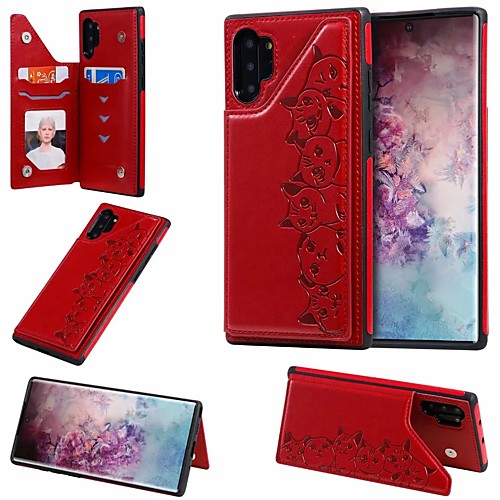 

Case For Samsung Galaxy Samsung Note 10 Card Holder / with Stand Back Cover Cat PU Leather for Samsung Note 10 Plus / Note 9 / Note 8