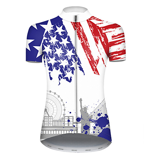 

21Grams Women's Short Sleeve Cycling Jersey Summer Nylon Polyester BlueWhite American / USA USA Statue Of Liberty Bike Jersey Top Mountain Bike MTB Road Bike Cycling Ultraviolet Resistant Quick Dry