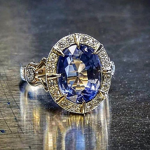 

Women's Ring Belle Ring AAA Cubic Zirconia 1pc Blue Copper Silver-Plated Irregular Statement Luxury Party Evening Gift Jewelry Geometrical Wearable