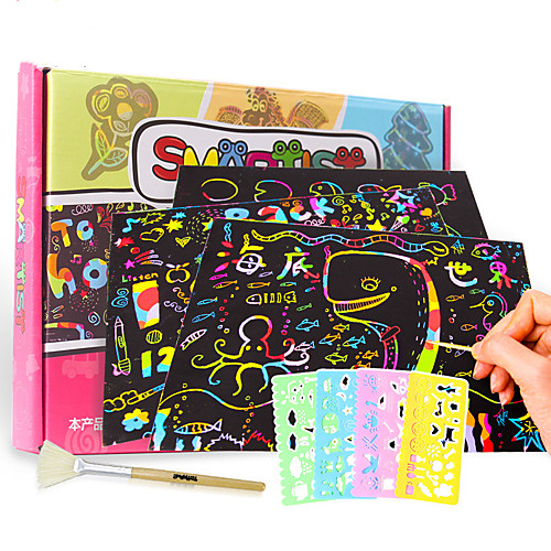 

Drawing Toy Scratch Art Set Magic Scratch Paper Cartoon Rainbow Pure Paper Kids Boys and Girls for Birthday Gifts or Party Favors