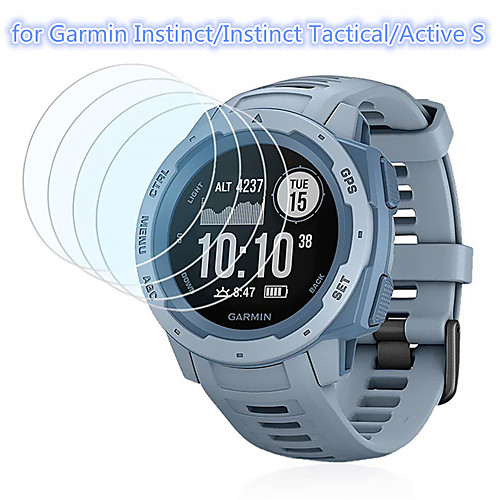 

5 PCS Screen Protector for Garmin Active S /Instinct/ Instinct Tactical Tempered Glass Transparent High Definition (HD) Scratch Proof/9H Hardness