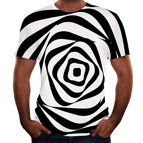 

Men's Graphic 3D Print Black & White T-shirt Basic Elegant Daily Going out Black