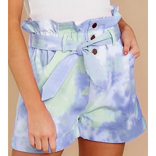

Women's Basic Loose Shorts Pants - Tie Dye Blue Purple Red S / M / L