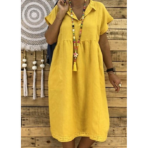 

Women's Shift Dress Knee Length Dress - Short Sleeves Summer V Neck Casual 2020 Blushing Pink Light Green S M L XL XXL XXXL XXXXL XXXXXL