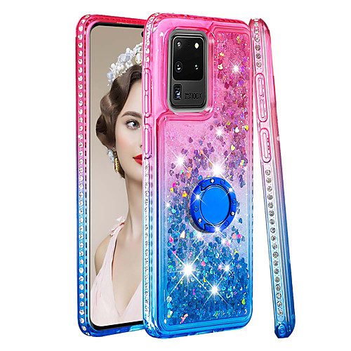 

Ringholder Gradient Diamond Inlaid Glitter Shine Flowing Liquid Phone Case For Samsung Galaxy S20 Plus S20 Ultra S20 A71 S10 S8 S9