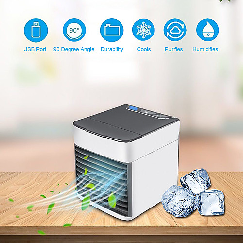 

Mini Portable Air Conditioner 7 Colors Light Air Conditioning Humidifier Purifier USB Air Cooler Fan with Water Tanks for Home