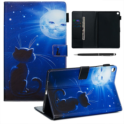 

A Case With A Pen Samsung Galaxy Samsung Tab T585/590/515/725/580/595/510/720 with Stand / Flip / Ultra-thin Back Cover Cartoon Cat PU Leather