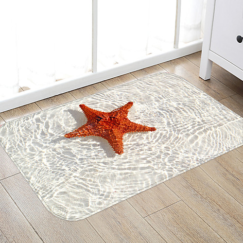 

Starfish Print High Quality Memory Foam Bathroom Carpet and Door Mat Non-slip Absorbent Super Comfortable Flannel Bathroom Carpet Bed Rug