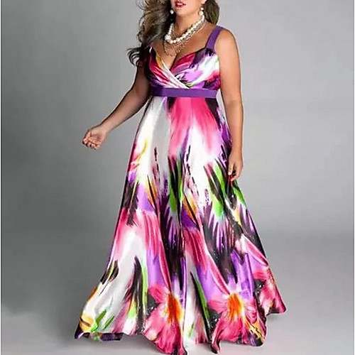 

Women's Strap Dress Maxi long Dress - Sleeveless Floral Summer Elegant 2020 Blushing Pink M L XL XXL XXXXXXL