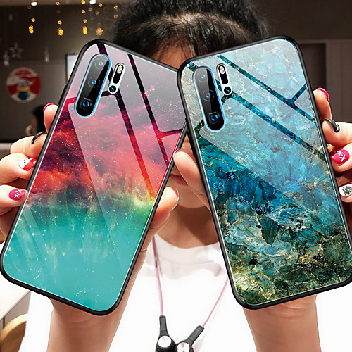 

Colorful Tempered Glass Case For Huawei P30 Pro / P30 Lite / P30 / P20 Pro / P20 / Mate 20 Pro / Mate 20 / Nova 5 Pro / Nova 5i / Nova 5 / Honor 9X Pro / 9X / 20 Pro /20 Soft TPU Frame Anti-fall Cover