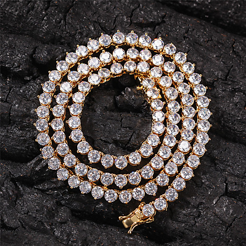

Men's AAA Cubic Zirconia Necklace Tennis Chain Statement Punk Trendy Fashion Copper Blushing Pink Blushing Pink Gold Silver 51 cm Necklace Jewelry 1pc For Party Evening Street Birthday Party