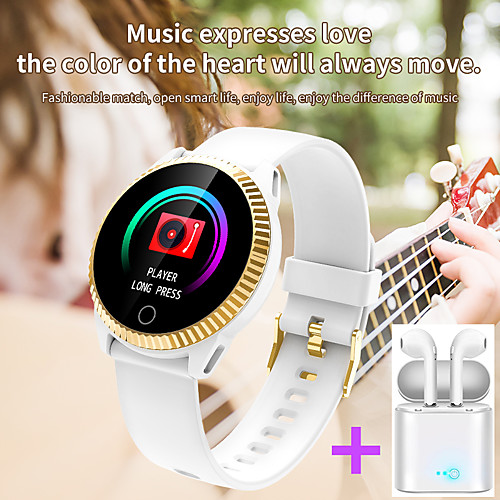 

JSBP C19 Women Smart Bracelet Smartwatch BT Fitness Equipment Monitor Waterproof with TWS Bluetooth Wireless Headphones Music Headphones for Android Samsung/Huawei/Xiaomi iOS Mobile Phone