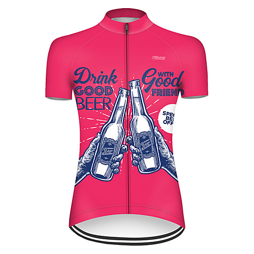 

21Grams Women's Short Sleeve Cycling Jersey Summer Nylon Polyester Pink Funny Oktoberfest Beer Bike Jersey Top Mountain Bike MTB Road Bike Cycling Ultraviolet Resistant Quick Dry Breathable Sports