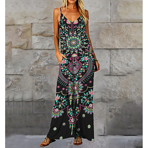 

Women's Shift Dress Knee Length Dress - Sleeveless Geometric Print Summer Casual Daily 2020 Green M L XL XXL XXXL