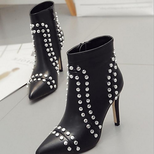 

Women's Sandals Summer Stiletto Heel Pointed Toe Daily PU Black
