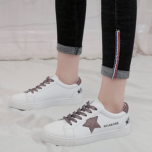 

Women's Sneakers Summer Flat Heel Round Toe Daily PU White / Gold