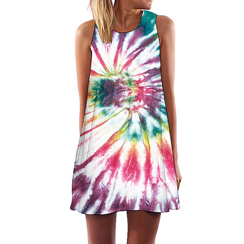 

Women's Shift Dress Short Mini Dress - Sleeveless Geometric Summer Casual 2020 Rainbow S M L XL XXL