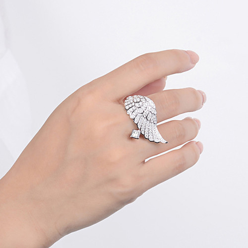

Women's Ring Belle Ring AAA Cubic Zirconia 1pc White Copper Silver-Plated Irregular Statement Luxury Party Evening Gift Jewelry Geometrical Wearable