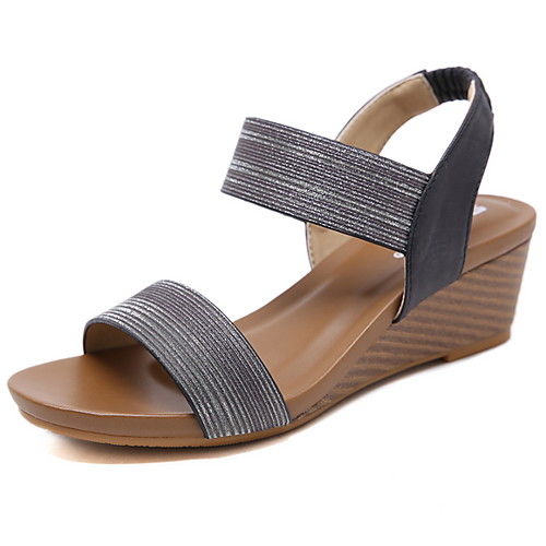 

Women's Sandals Summer Wedge Heel Peep Toe Daily PU Black / Gold / Blue