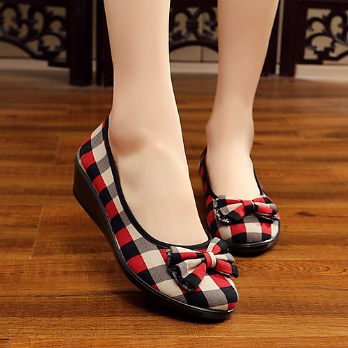 

Women's Flats Spring / Fall Flat Heel Round Toe Daily Canvas Black / Red / Green