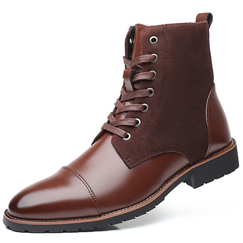 

Men's Fall & Winter Daily Boots Leather Mid-Calf Boots Brown / Black