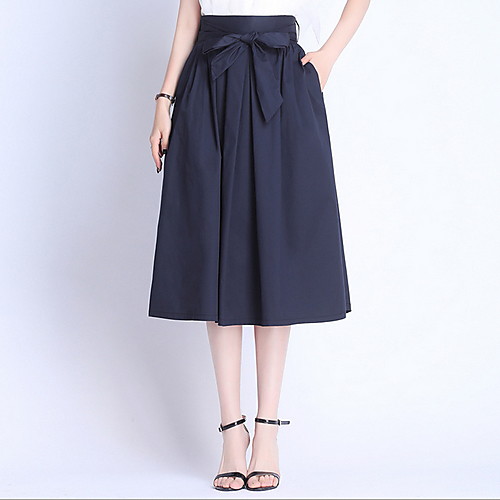 

Women's Daily Wear Basic A Line Skirts - Solid Colored Patchwork Black Navy Blue M L XL