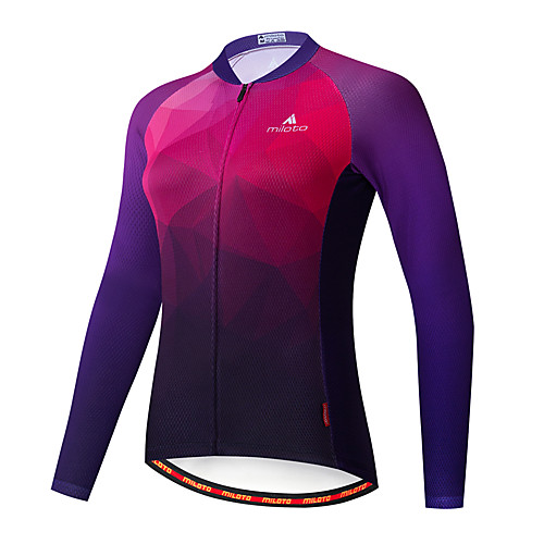 

Miloto Women's Long Sleeve Cycling Jersey Summer Purple Bike Jersey Top Mountain Bike MTB Road Bike Cycling Ultraviolet Resistant Quick Dry Breathable Sports Clothing Apparel / Stretchy / Back Pocket