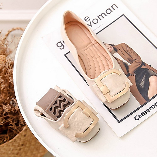 

Women's Flats Summer Flat Heel Round Toe Daily PU Almond / Light Brown / Black