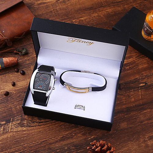 

Men's Sport Watch Quartz PU Leather Black Chronograph New Design Casual Watch Analog Casual Fashion - Black