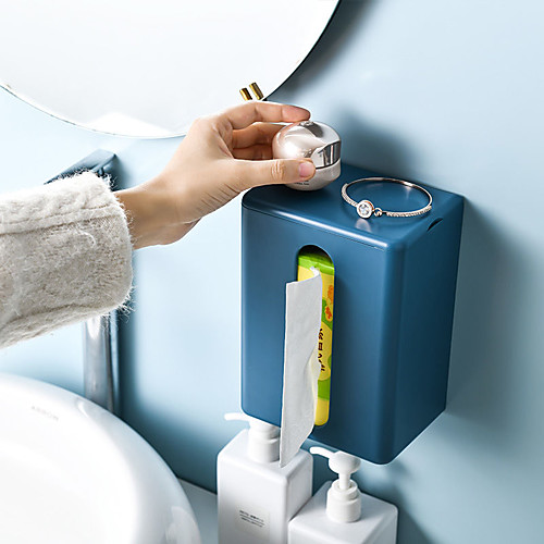 

Punch-free Wall-mounted Tissue Box Can Be Hanging Upside Down Side Hanging Strong Paste Kitchen Storage Box Multi-function Racks