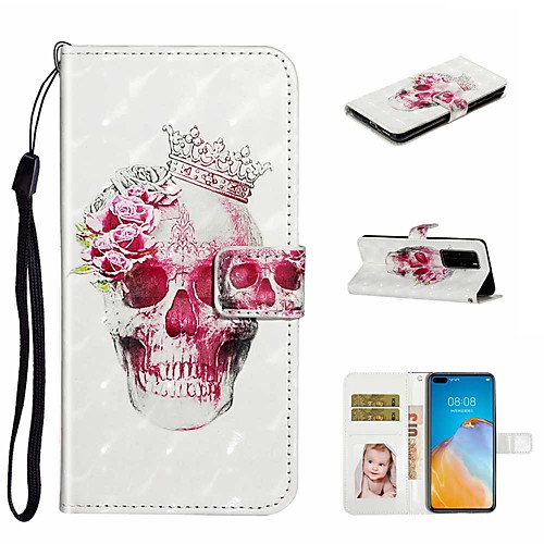 

Case For Huawei P40 / Huawei P40 Pro / Huawei P40 Lite Wallet / Card Holder / with Stand Full Body Cases Crown Skull PU Leather / TPU for Huawei PSMART 2019 / Honor 10 Lite