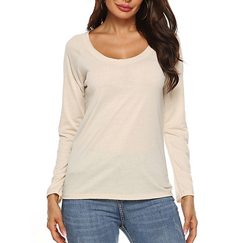 

Women's Solid Colored Backless Cut Out T-shirt Daily Blue / Beige
